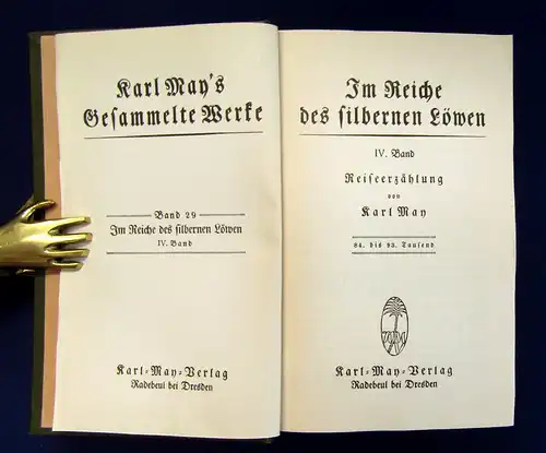 Karl May's Gesammelte Werke Bd. 26-29  "Im Reiche des silbernen Löwen" um 1930 m