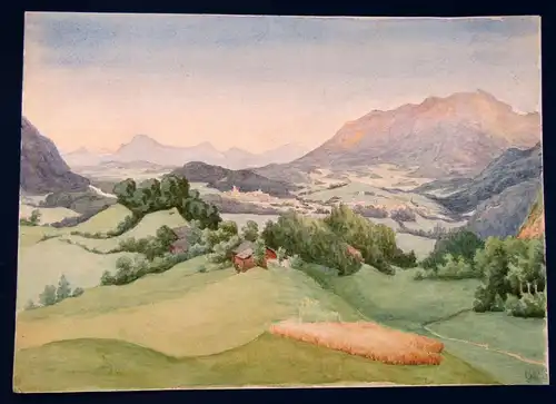 Egon Graf von Holtzendorff Aquarell Blick auf Reichenhall/Bayern 1881  js