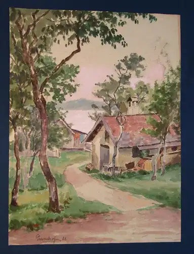 Egon Graf von Holtzendorff Aquarell Possenhofen/Starnberger See um 1920 j