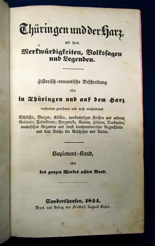 Sydow Thüringen und der Harz 1839-42 Einzige Ausgabe 82 lith. Tafeln umfassend m