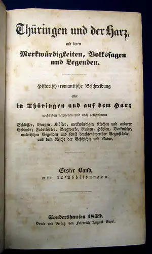 Sydow Thüringen und der Harz 1839-42 Einzige Ausgabe 82 lith. Tafeln umfassend m