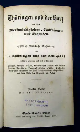 Sydow Thüringen und der Harz 1839-42 Einzige Ausgabe 82 lith. Tafeln umfassend m