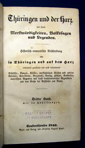 Sydow Thüringen und der Harz 1839-42 Einzige Ausgabe 82 lith. Tafeln umfassend m