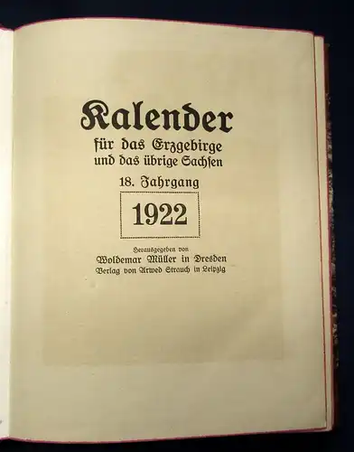 Müller Kalender für das Erzgebirge 18.Jhg. 1922 3 in 1(1922,1925,1926) js