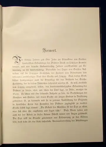 Vogel Goethes Leipziger Studentenjahre Ein Bilderbuch Festgabe 150.Geb. 1889 js