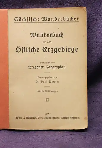 Wagner Wanderbuch für das Erzgebirge 2 Bd. 1923 Erzgebirge Vogtland Sachsen js