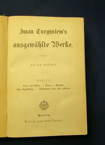 Iwan Turgeniews ausgewählte Werke 5 Bände in 1 Buch Mischauflage um 1890 js