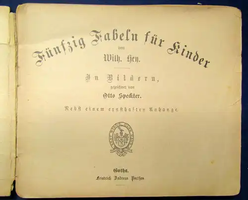 Hey,Wilhelm Fünfzig Fabeln für Kinder um 1900 Klassiker Erzählungen js