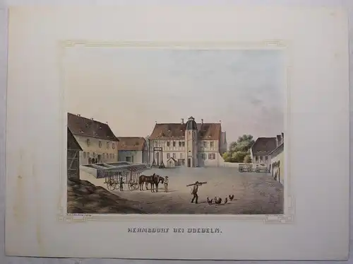 Lithografie Hermsdorf Doebeln Poenicke Schlösser & Rittergüter um 1855 Sachsen