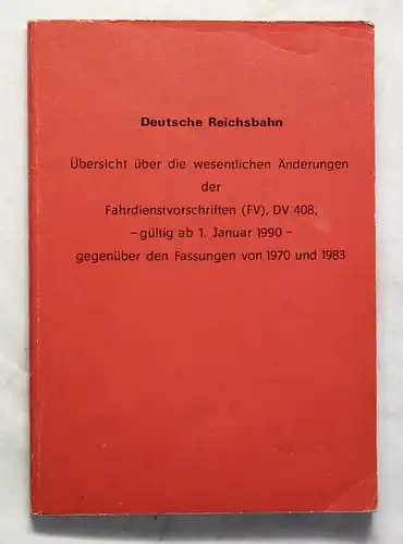 Deutsche Reichsbahn Änderungen der Fahrdienstvorschriften 1988 Eisenbahnwesen xy