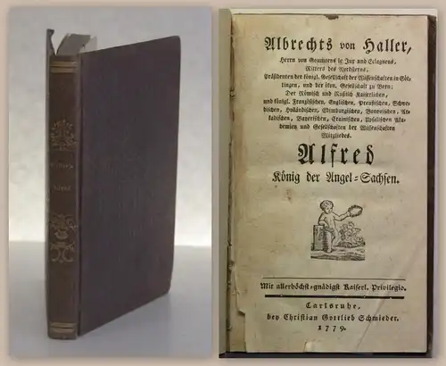 Albrecht von Haller Alfred, König der Angel-Sachsen 1779 Geschichtse Roman xz