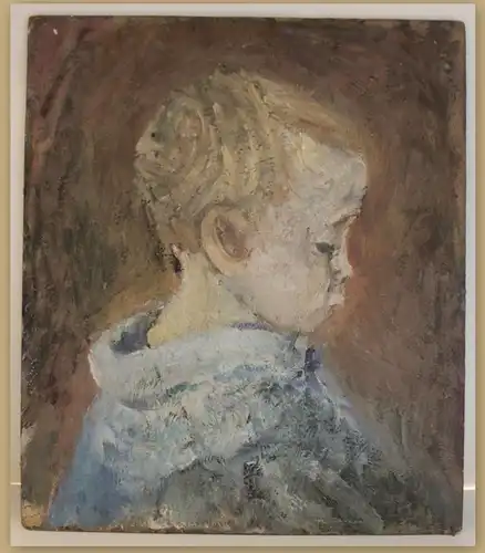 Maria Adler-Krafft Kleiner Junge im Profil 1986 Öl auf Malpappe Kunst Malerei sf