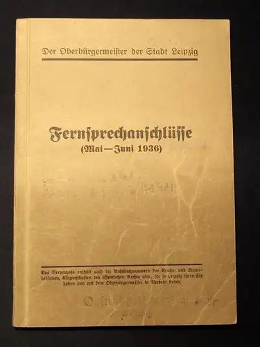 Oberbürgermeister Fernsprechanschlüsse(Mai-Juni 1936) Verzeichnis Ämter j