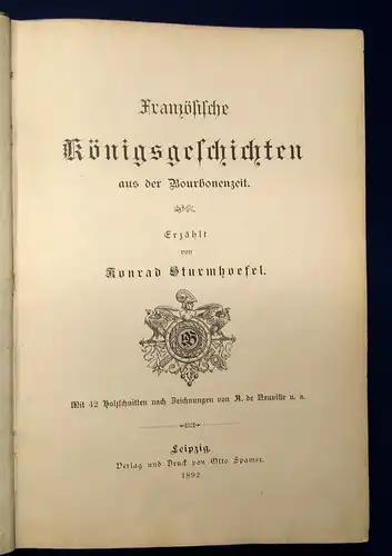 Sturmhoefel Französissche Königsgeschichten aus der Bourbonenzeit 1892 js