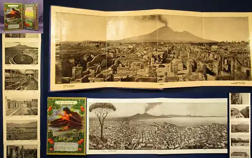 2x Leporello Ricordo De Napoli, Ricordo Di Pompei blindgeprägt top 1900 js