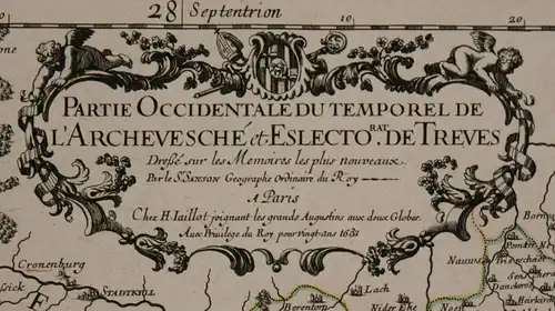 Orig. grenzkol. Kupferstichkarte "Partie Occidentale du Temporel" 1681 sf