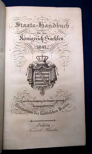 Directorium des stat. Vereins Staats-Handbuch für das Königreich Sachsen 1841 mb