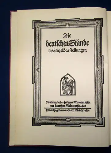 Mummenhoff Der Handwerker in der deutschen Vergangenheit 1924 Geschichte mb