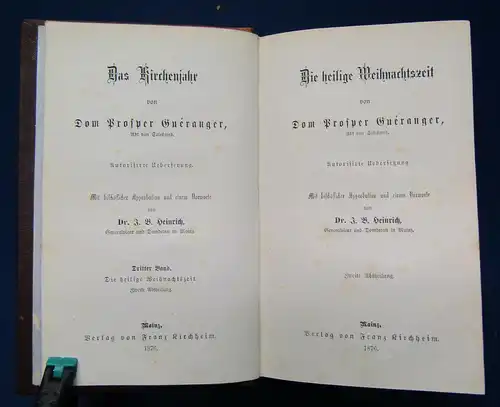 Heinrich Die heilige Weihnachtszeit 3. Band apart 1876 Religion Theologie sf