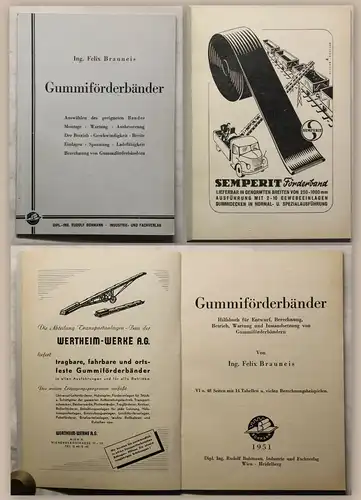 Brauneis Gummiförderbänder 1951 Technik Entwurf Berechnung Betrieb Wartung xy