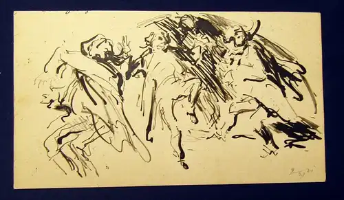 Hanns Georgi Tuschezeichnung Unikat "Figurengruppe" signiert um 1959 Kunst js