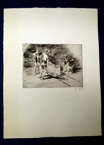 Hanns Georgi Radierung  "Wanderer Figurengruppe" signiert 1950 Kunst js
