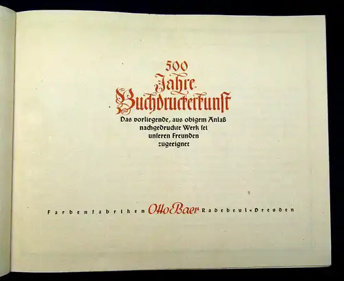 500 Jahre Buchdruckerkunst um 1940-50 Geschichte Buchdruck Kunst mb