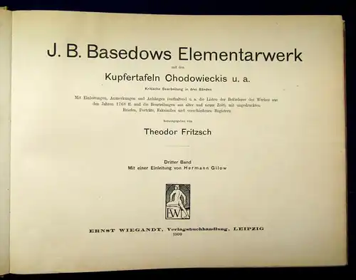 Basedow´s J.B. Elementarwerk Faksimile 1909 2 Bde.+Tafelband