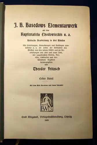 Basedow´s J.B. Elementarwerk Faksimile 1909 2 Bde.+Tafelband