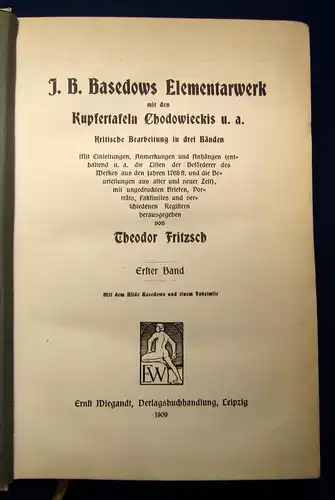J.B.Basedows Elementarwerk Faksimile 1909 2 Bde.+Tafelband j