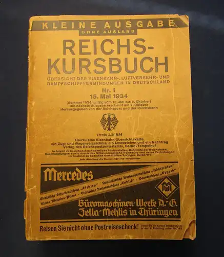 Kursbuch d. Eisenbahn- Luftverkehrverbindungen u.a. in Deutschland um 1930