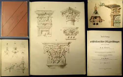 Schaefer Anleitung zu architektonischen Skizzierübungen 1897 selten 1892 js