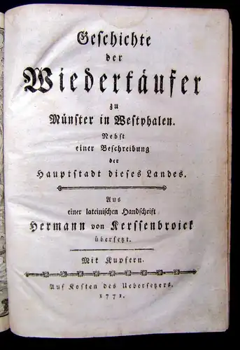 Kerssenbrock,Hermann Geschichte der Wiedertäufer zu Münster in Westphalen 1771 j