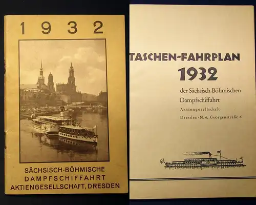 Sächs. Böhmische Dampfschiffahrt Taschenfahrplan Aktiengesellschaft  1932 js