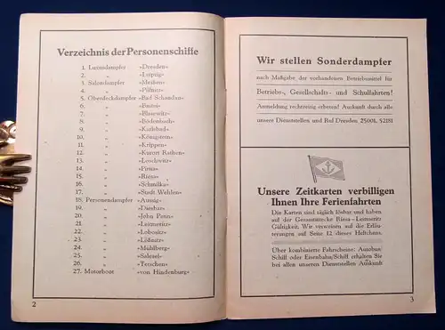 Sächs. Böhmische Dampfschiffahrt Aktiengesellschaft Fahrpreise um 1940 js