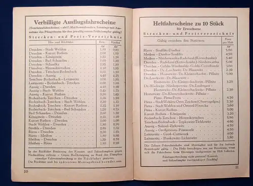 Sächs. Böhmische Dampfschiffahrt Aktiengesellschaft Fahrpreise um 1940 js