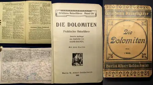 Griebens Reiseführer 1913 Band 136 Die Dolomiten Guide Führer Ortskunde js