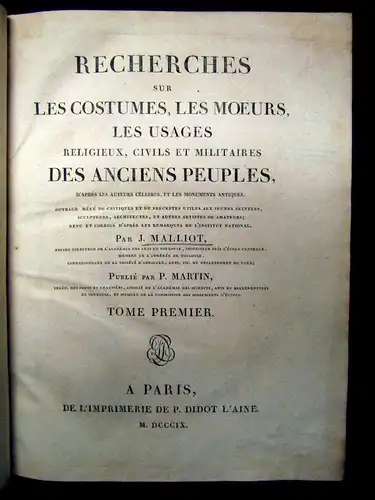 Malliot Recherches sur Les costumes.Les Moeurs Les Usages 3 Bde. 1809 js