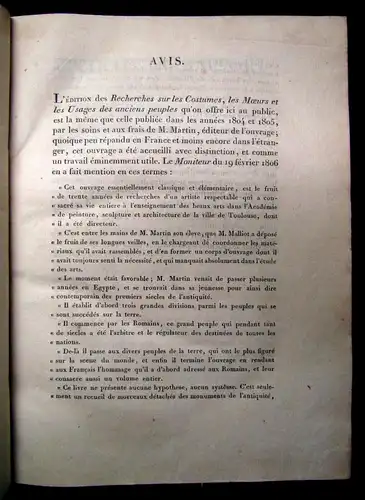 Malliot Recherches sur Les costumes.Les Moeurs Les Usages 3 Bde. 1809 js