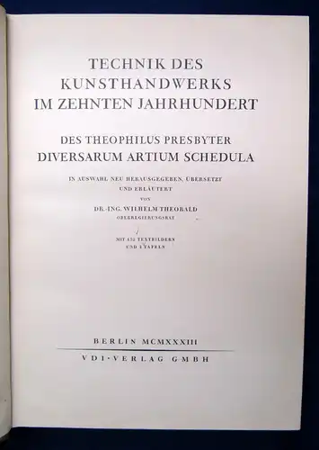 Theobald Technik des Kunsthandwerks im zehnten Jahrhundert 1933 js