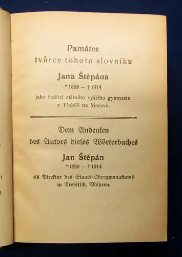 Stepan Neues Taschenwörterbuch der böhmischen u. deutschen Sprache 1923 js