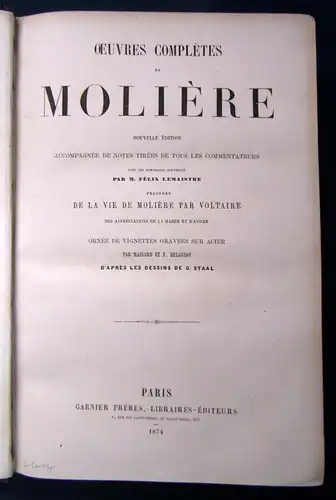 Oeuvres Completes De Moliere Nouvelle Edition 1874 gestochenes Portrait js