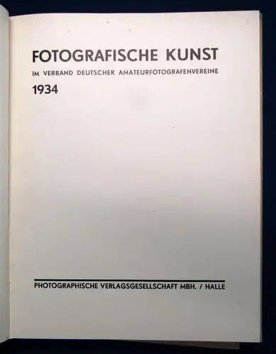 Fotografische Kunst Verband Deutscher Amateurfotografen-Vereine 2 Bde 1934/36 sf