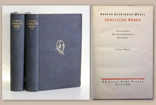Meyer Sämtliche Werke 4 Bde in 2 um 1930 Novellen Gedichte Romane Ganzleder  xz