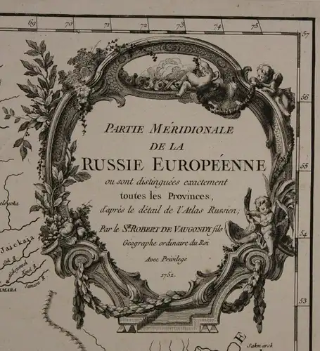 Orig. grenzkol. Kupferstichkarte von Vangondy "Südteil europ. Russland" 1752 sf