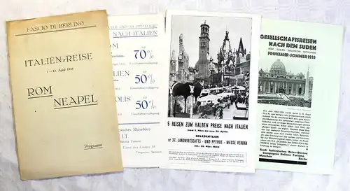 4 Original Prospekte Broschüren Reisen Italien Rom Neapel 1933 Reisewerbung xz