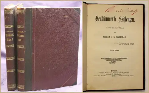 Gottschall Verkümmerte Existenzen 1892 2 Bde Roman Belletristik Literatur sf