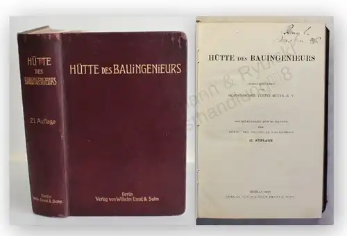 Hütte des Bauingenieurs 1911 Architektur Wissen Handwerk Technik Taschenbuch xy
