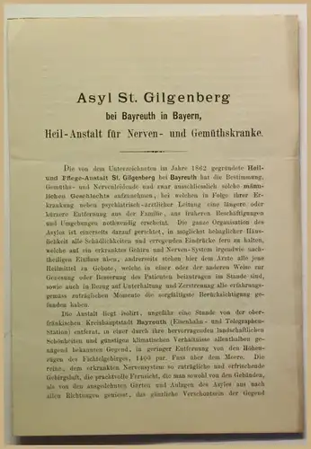 Orig. Prospekt Asyl St. Gilgenberg um 1860 Ortskunde Geografie Geographie sf