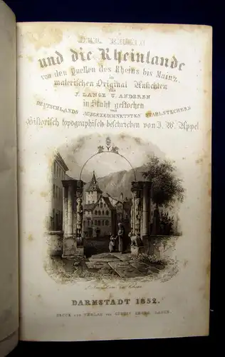 Lange Appell Der Rhein u die Rheinlande in malerischen Or.-Ansichten 2 Bde 1852